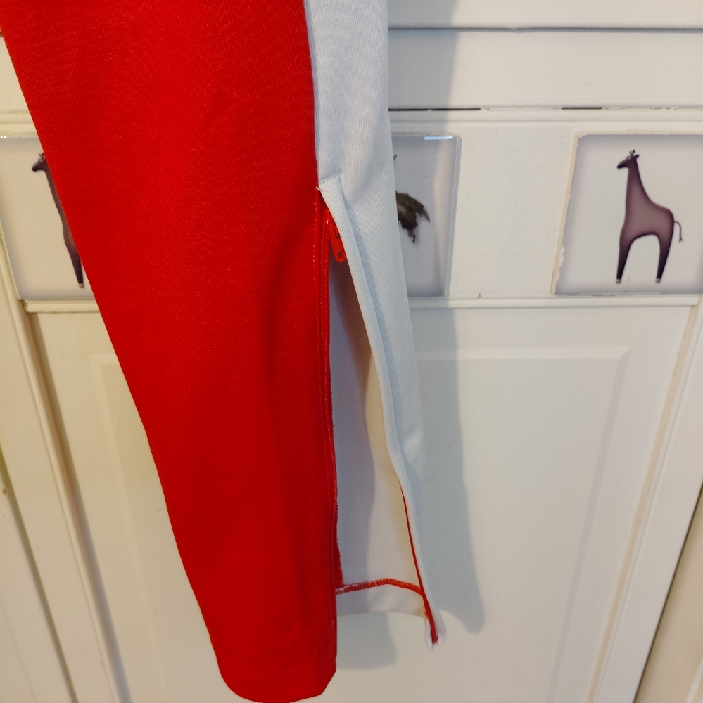 Adidas Red / White Joggers Tapered Sweatpants - Picture 8 of 11